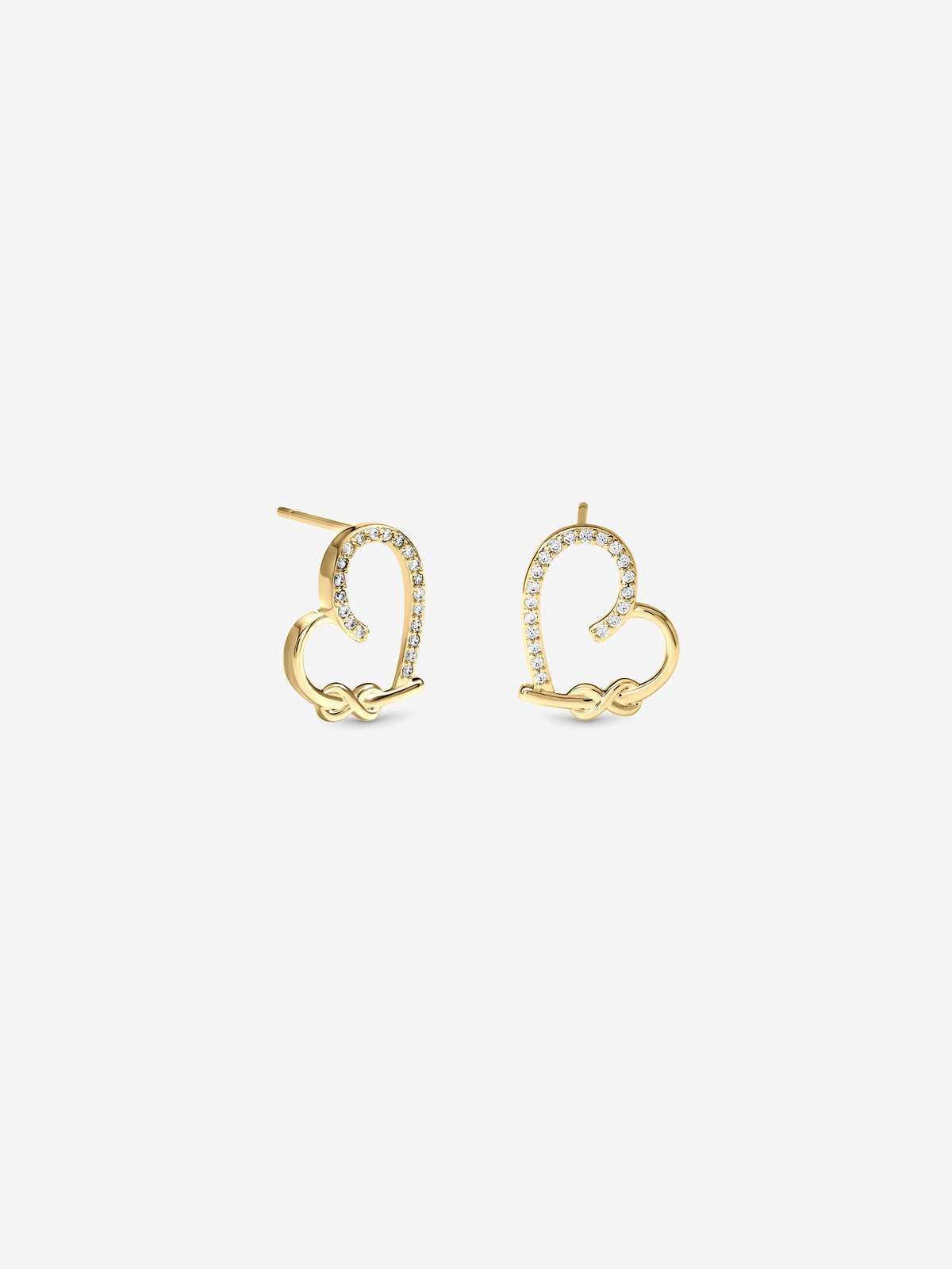 Inicio Gold Pave Open Heart Studs