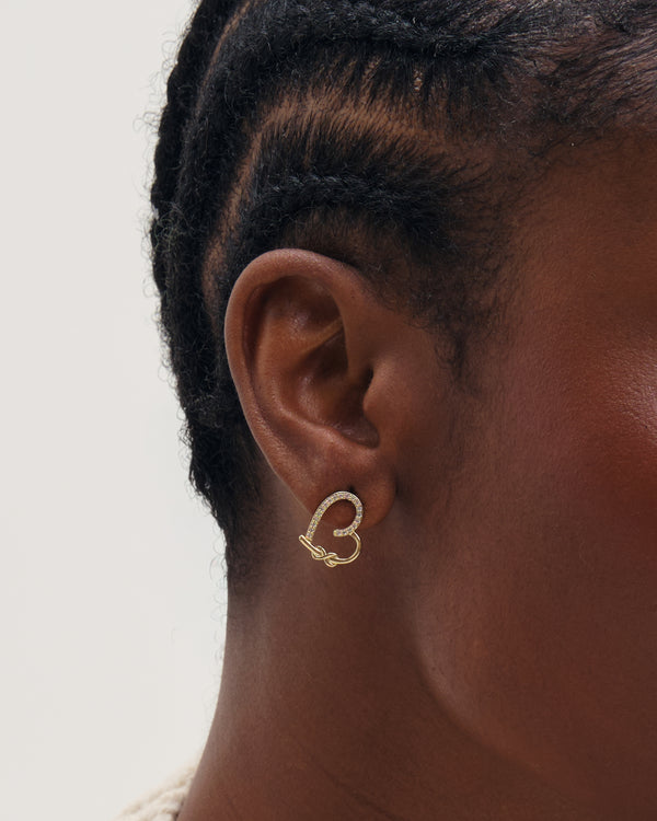 Inicio Gold Pave Open Heart Studs