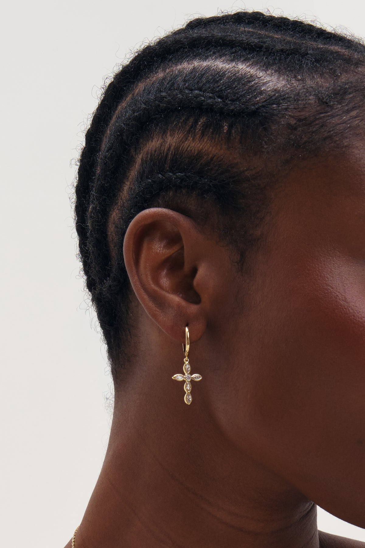 Inicio Gold Bezel Cross Charm Earrings