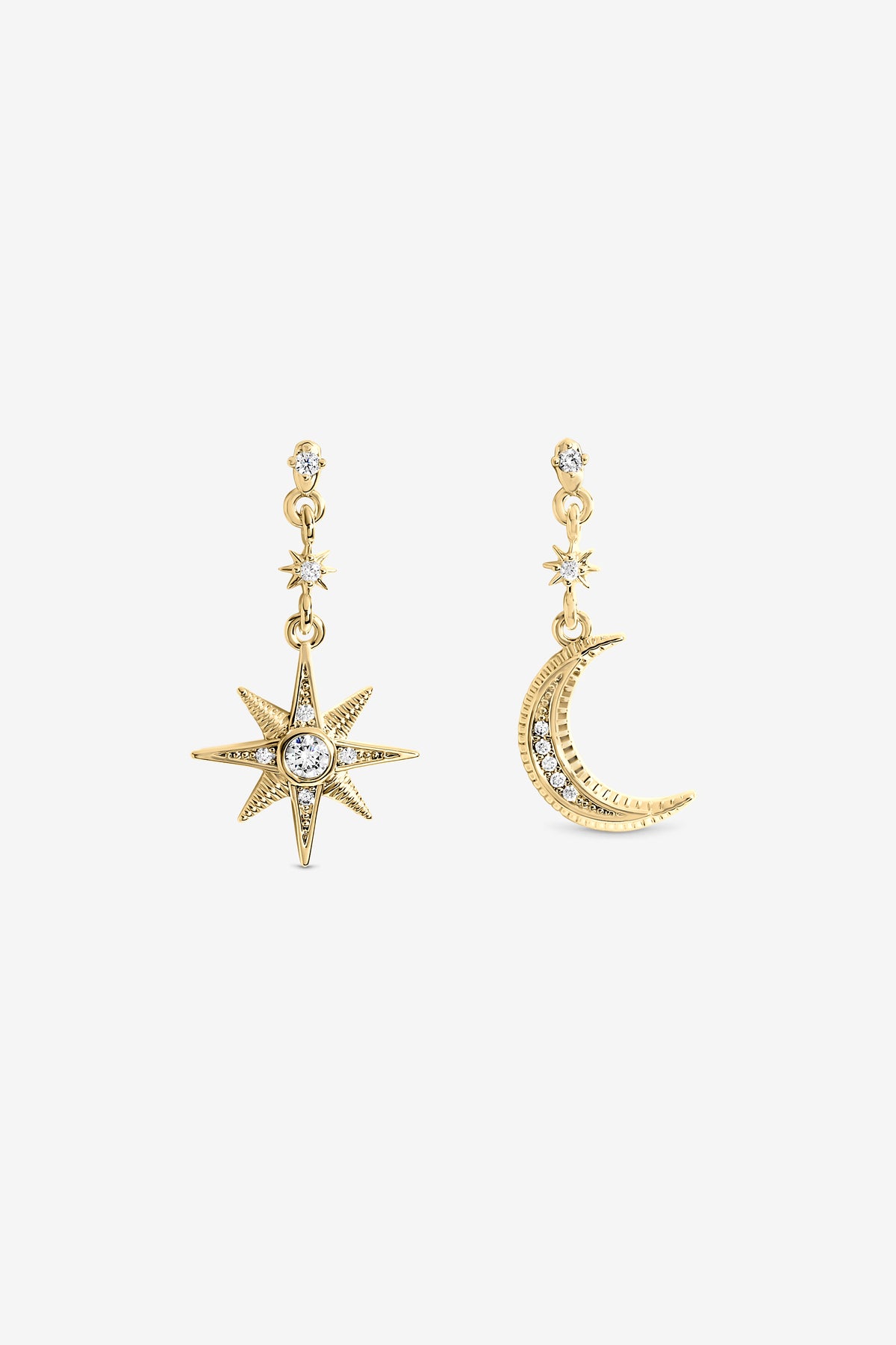 Gold Mismatch Celestial Earrings