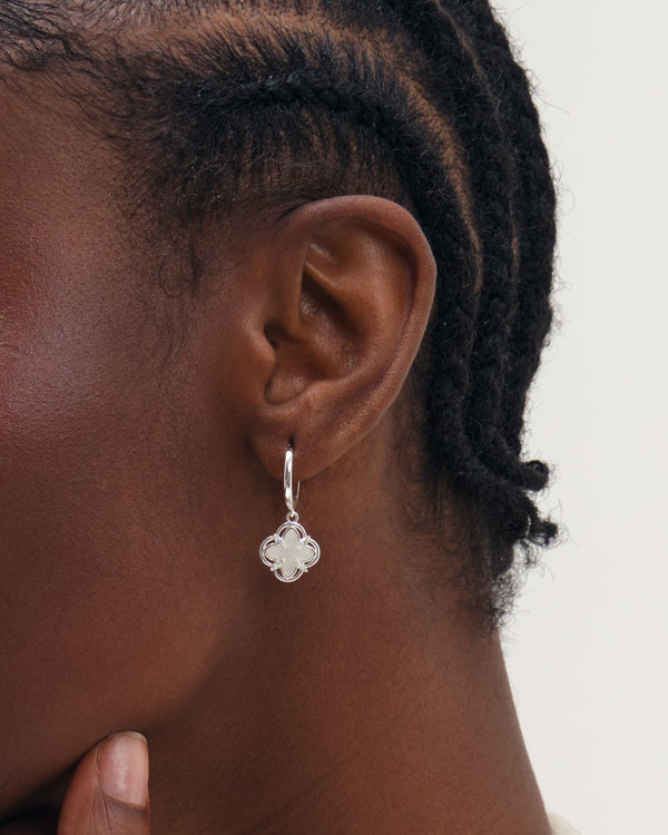 Inicio Silver Mother Of Pearl Clover Earrings