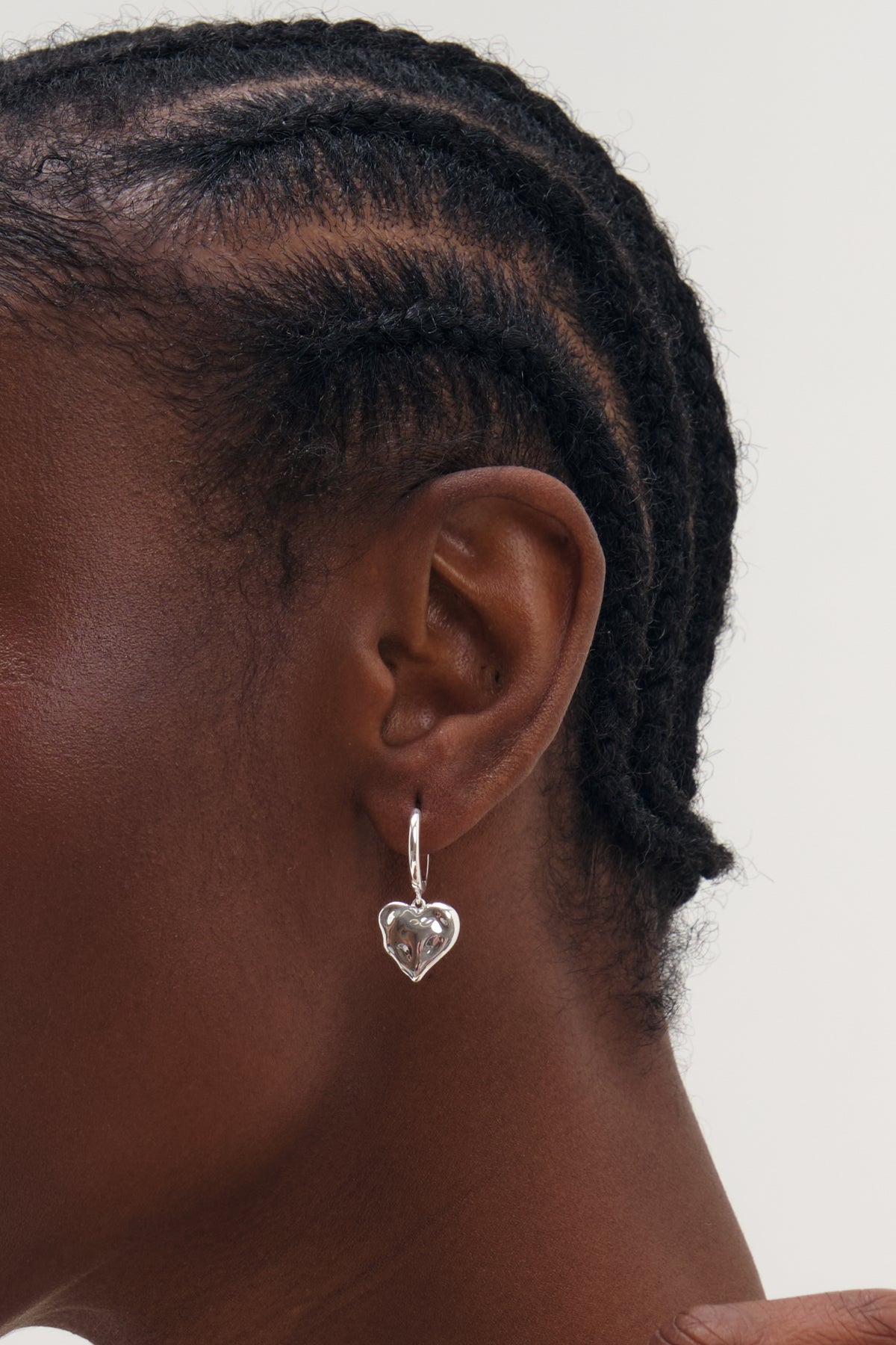 Inicio Silver Molten Heart Huggie Charm Earrings