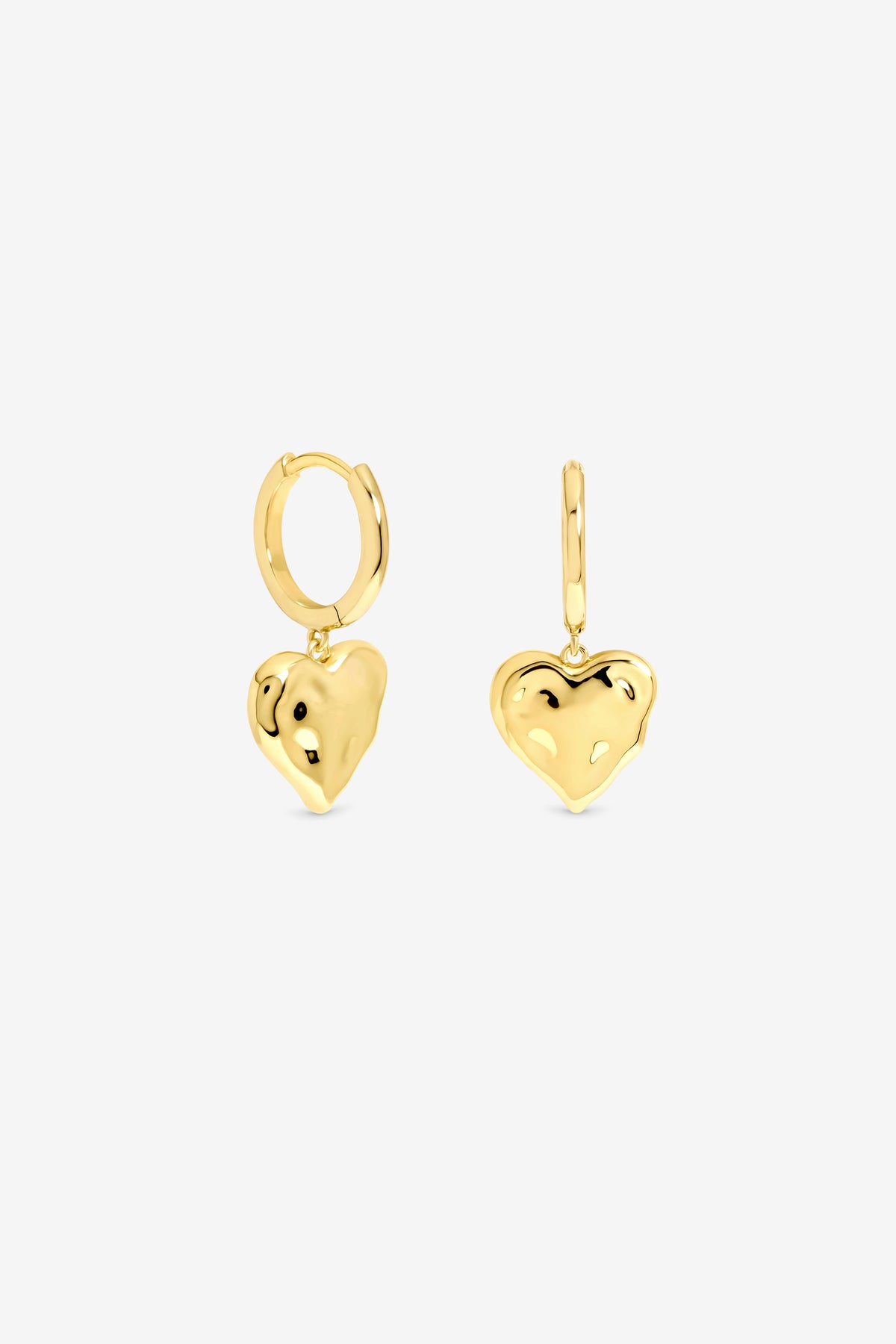 SILVERMOLTEN HEART HUGGIE CHARM EARRINGS