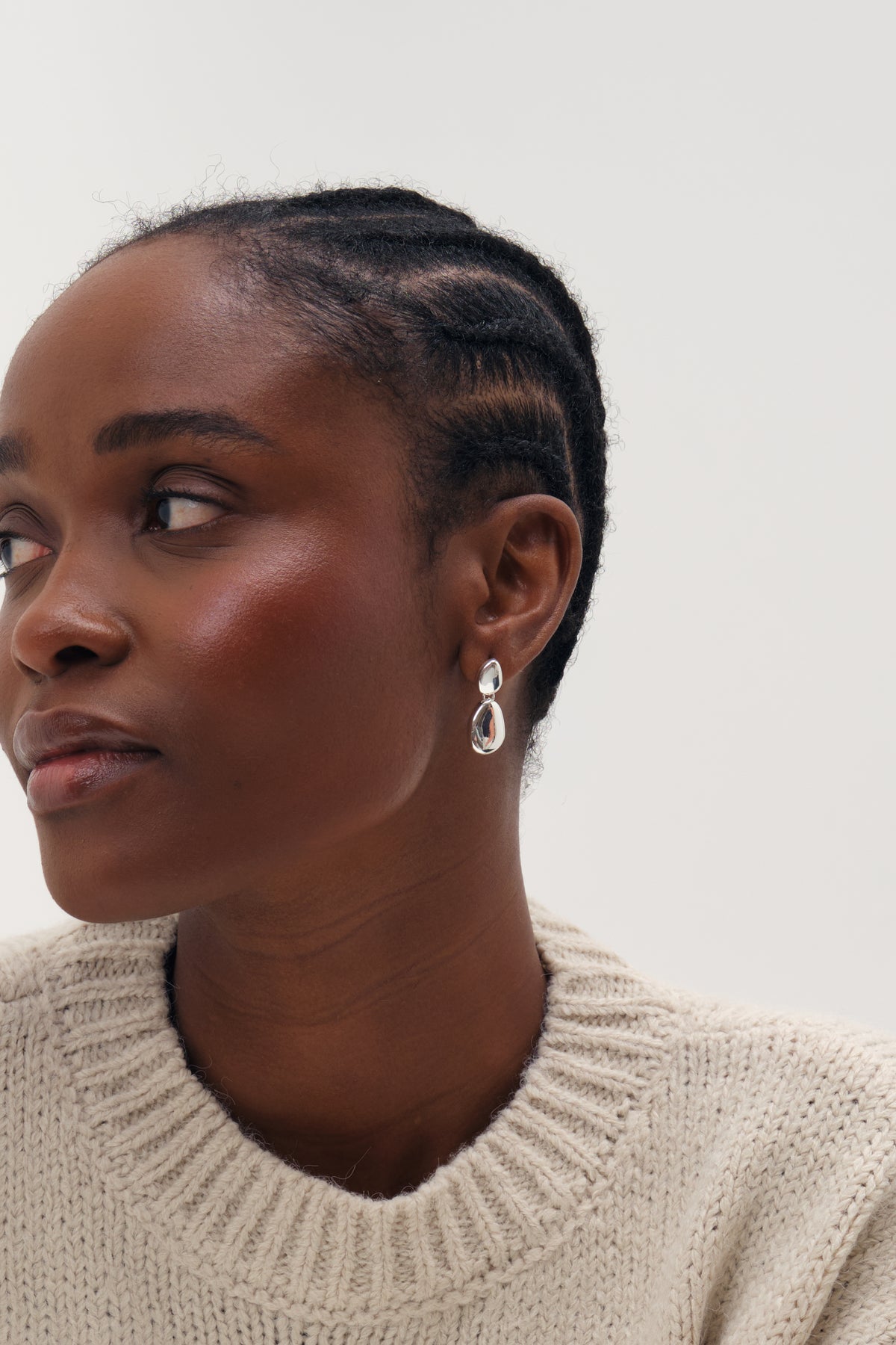 Silver Pebble Drop Earrings