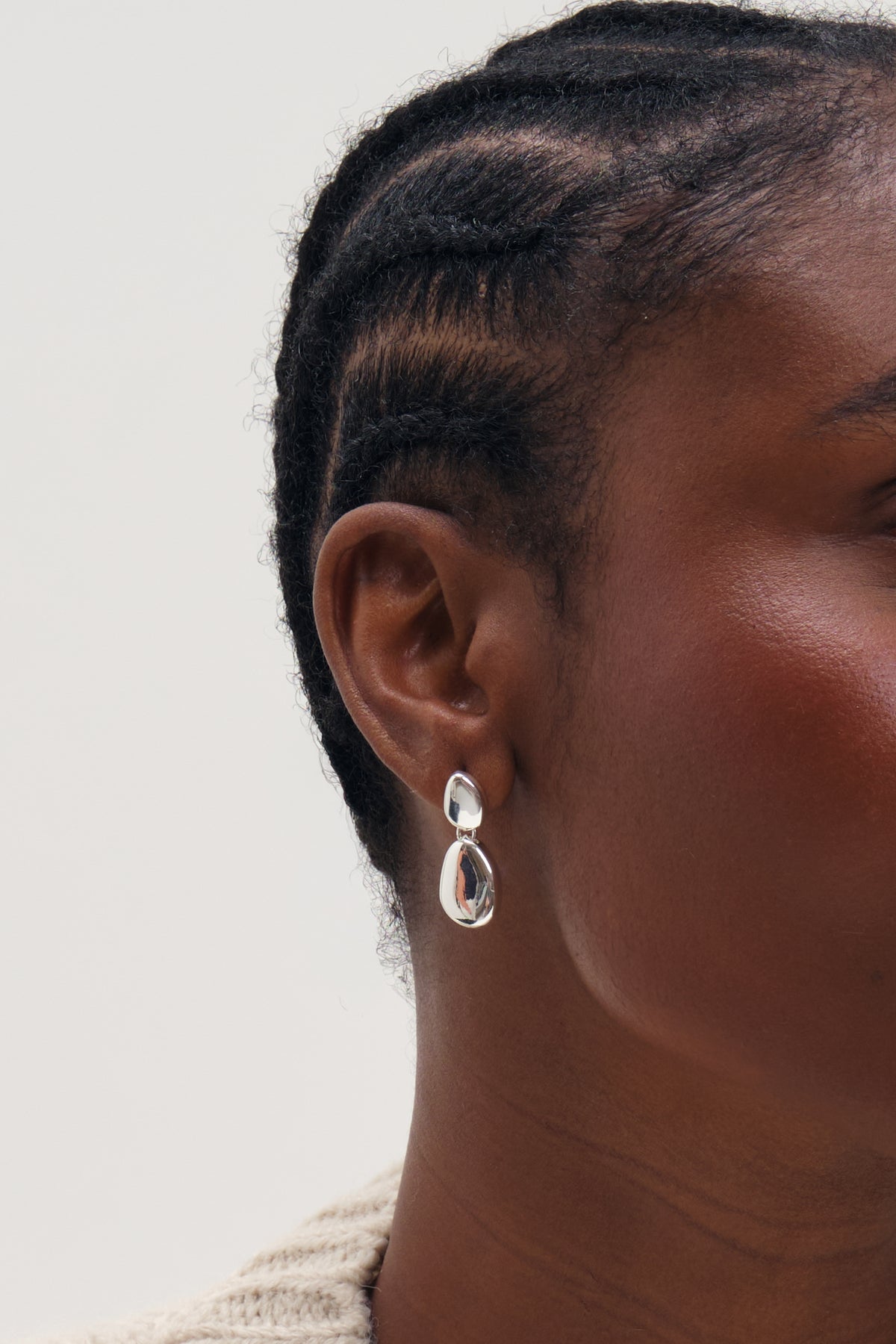 Silver Pebble Drop Earrings