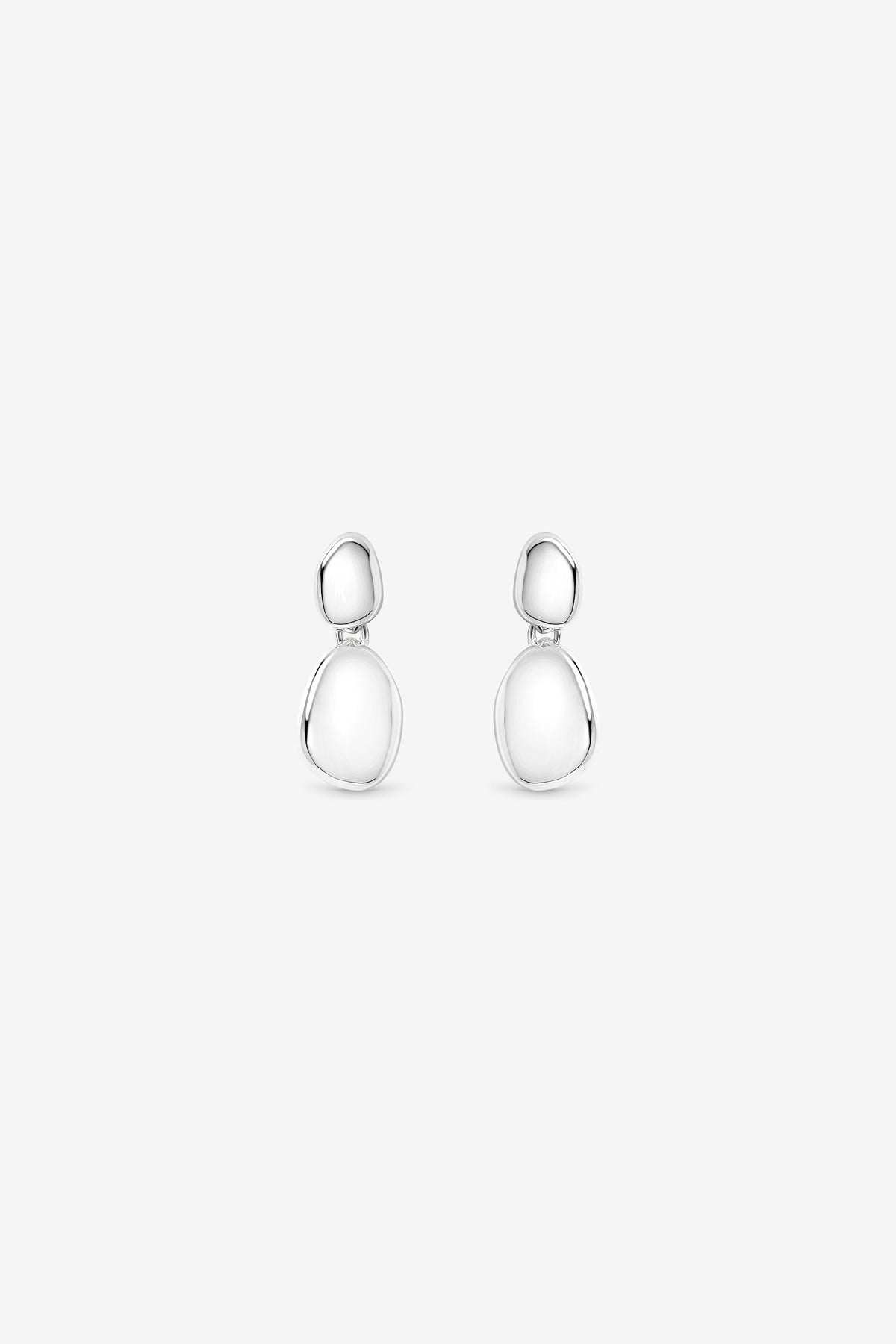 Silver Pebble Drop Earrings