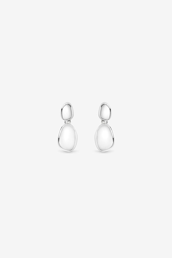 Silver Pebble Drop Earrings