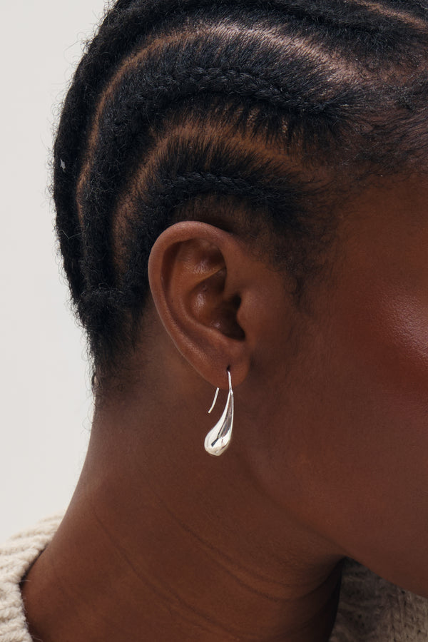 Inicio Silver Organic Teardrop Earrings