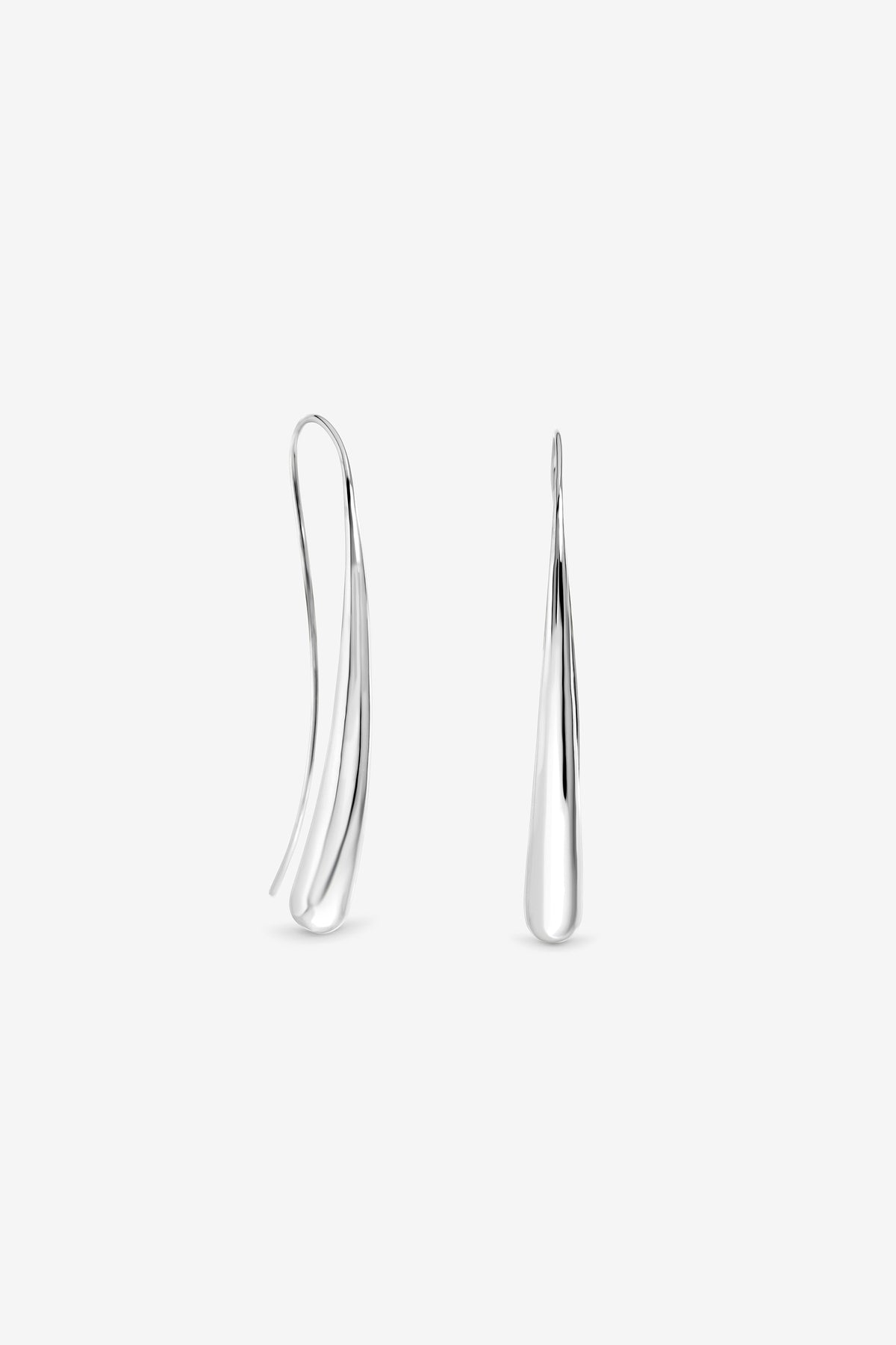 Silver Organic Long Teardrop Earrings