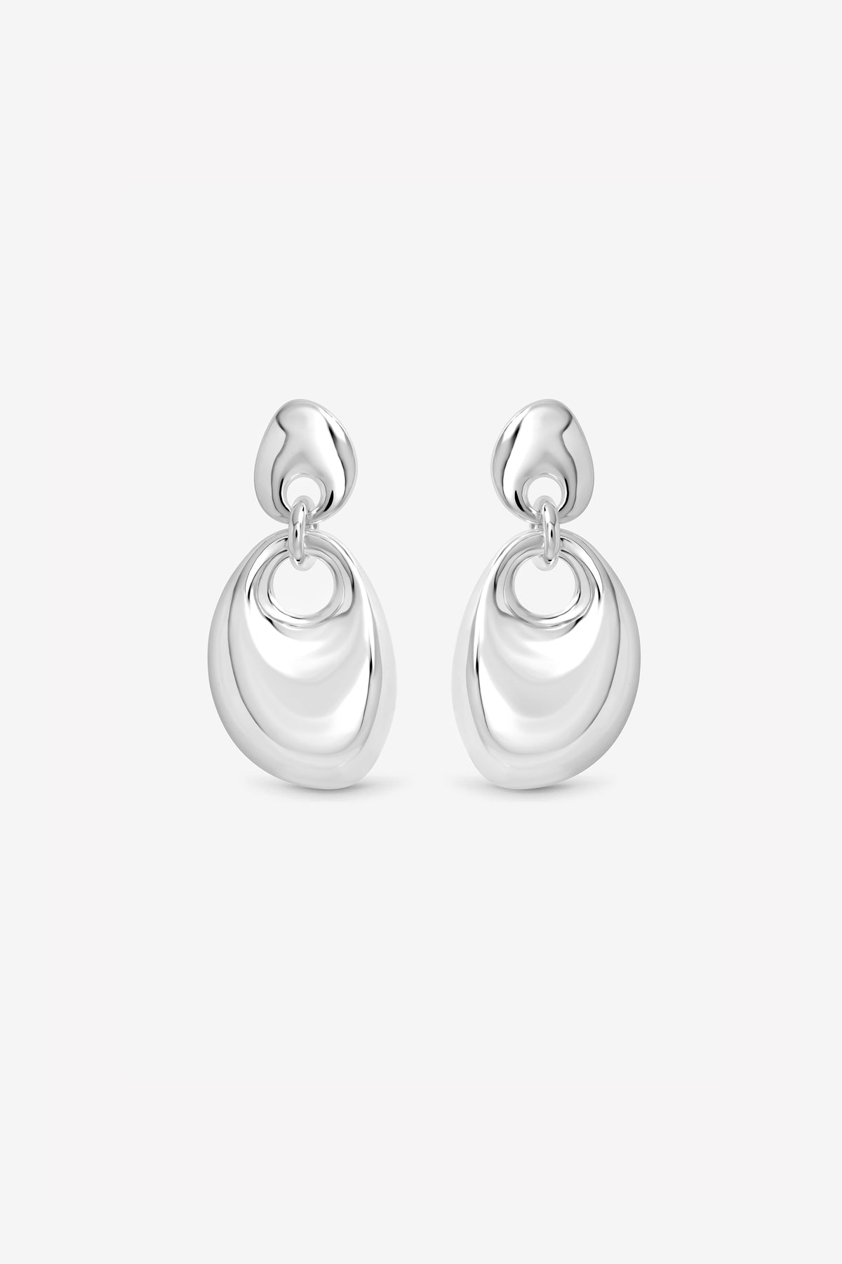 Silver Statement Pebble Drop Earrings