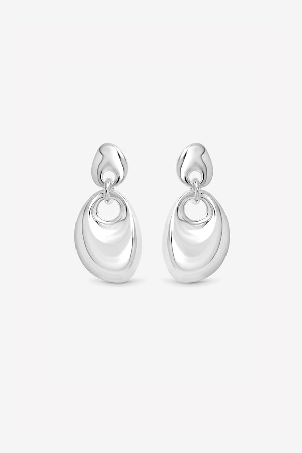 Silver Statement Pebble Drop Earrings