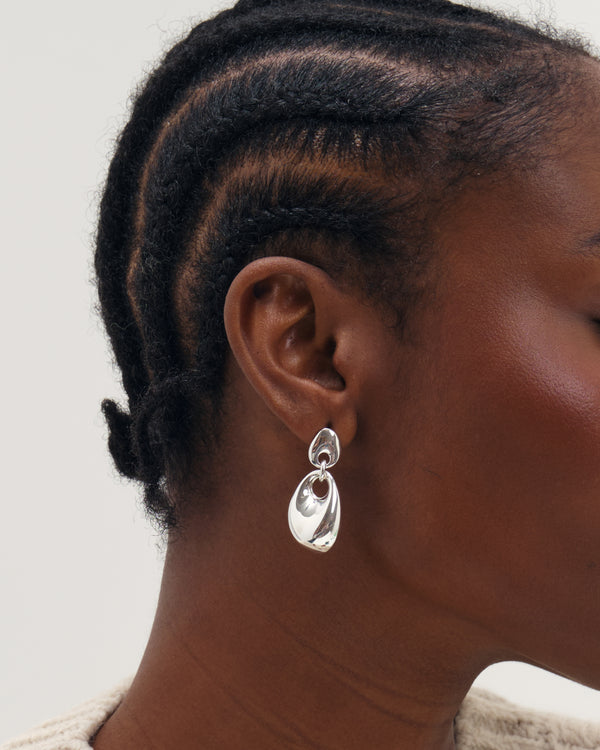 Inicio Silver Statement Pebble Drop Earrings