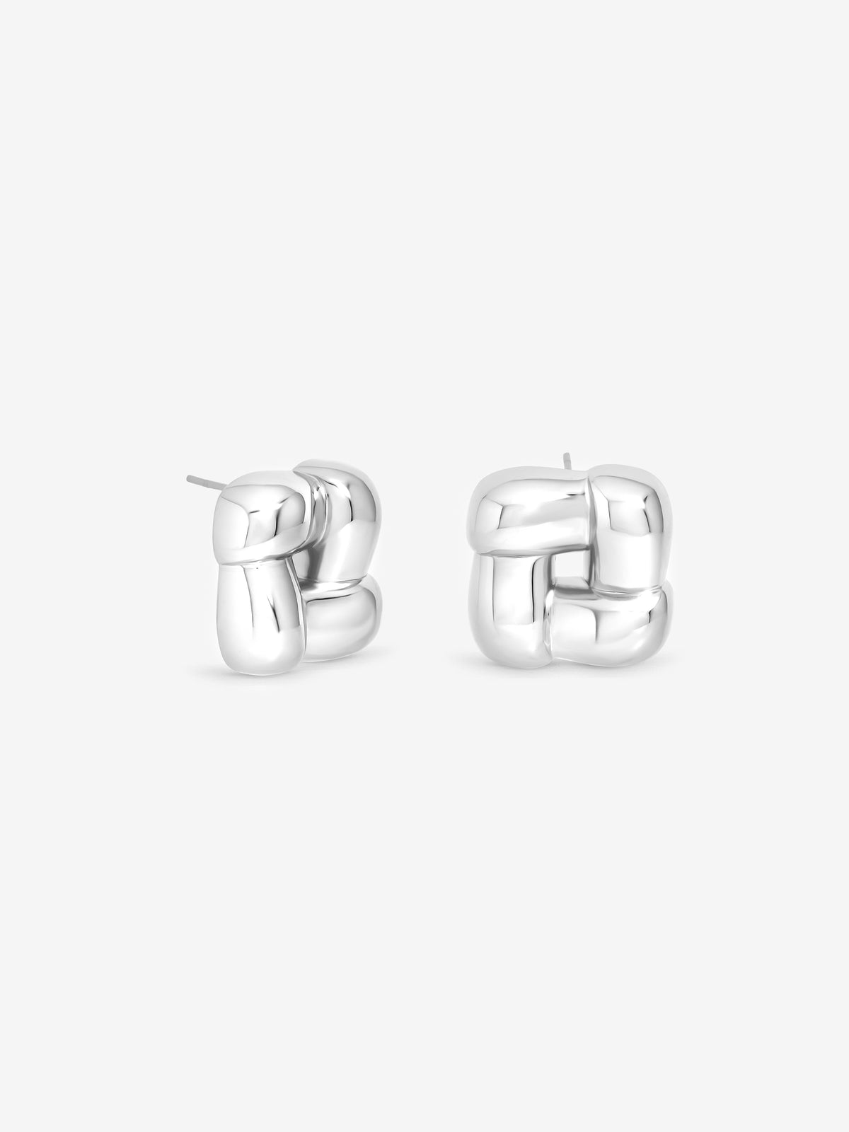Inicio Silver Woven Sqaure Studs