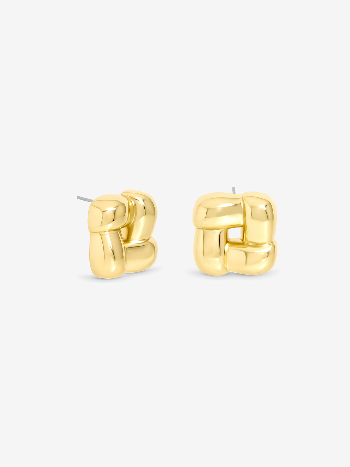 Inicio Gold Plated Woven Sqaure Studs