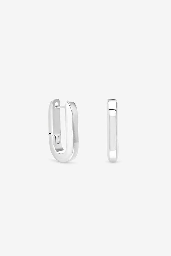 Inicio Silver Rectangular Hoops
