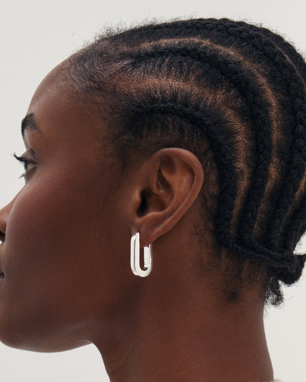Inicio Silver Rectangular Hoops