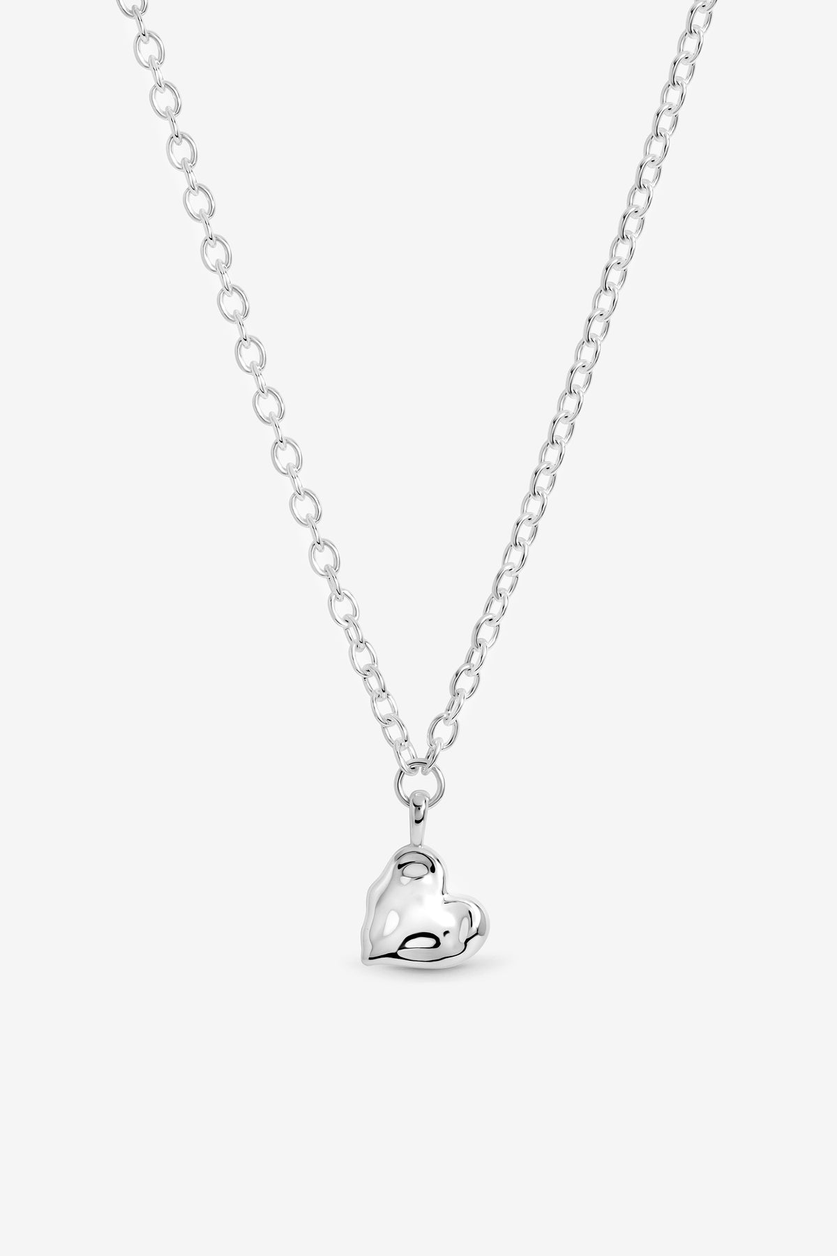 SILVER MOLTEN HEART NECKLACE