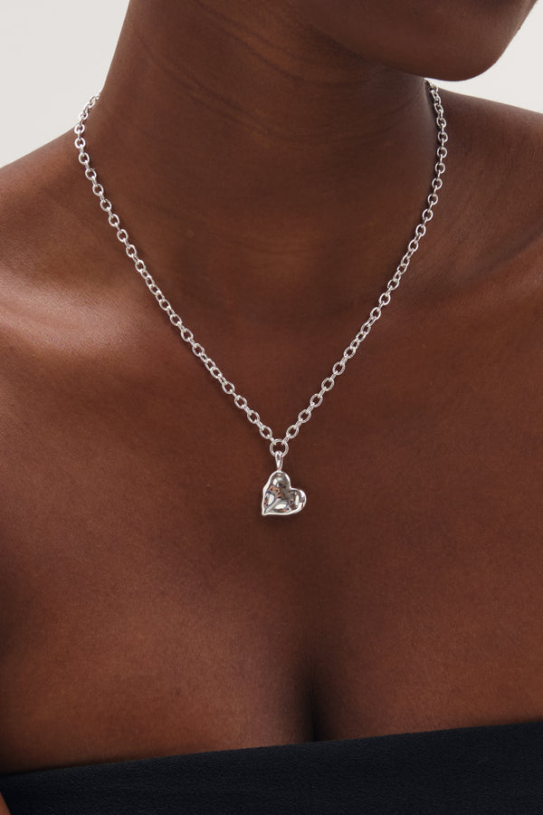 Inicio Silver Molten Heart Necklace
