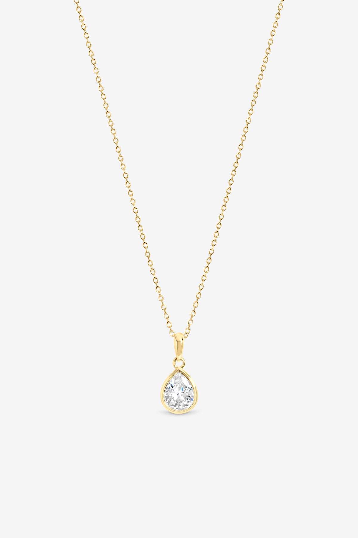 GOLD PEAR BEZEL PENDANT