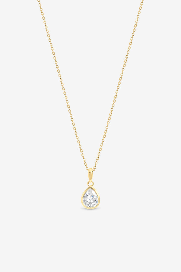 GOLD PEAR BEZEL PENDANT