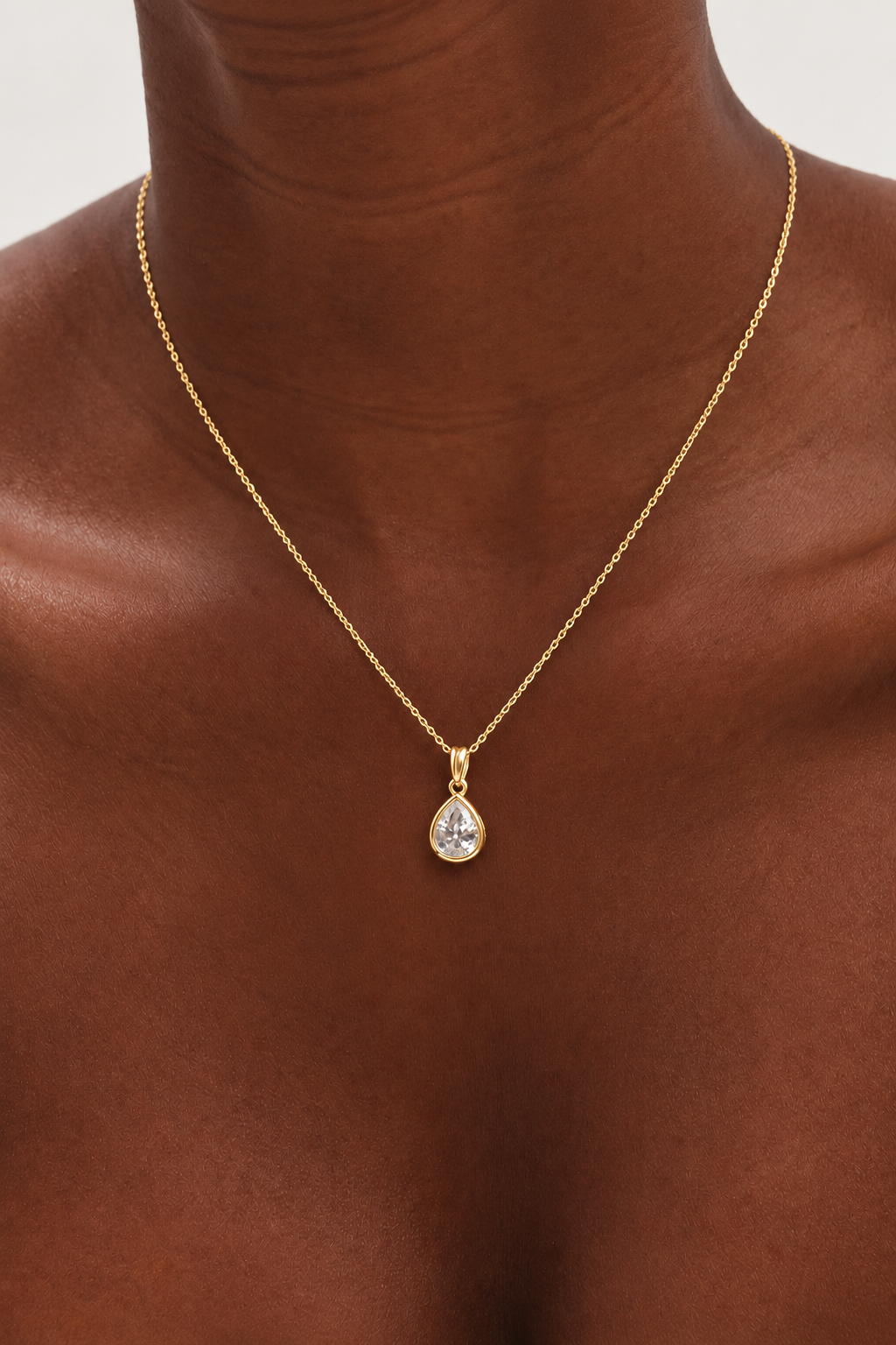 Inicio Gold Pear Bezel Pendant