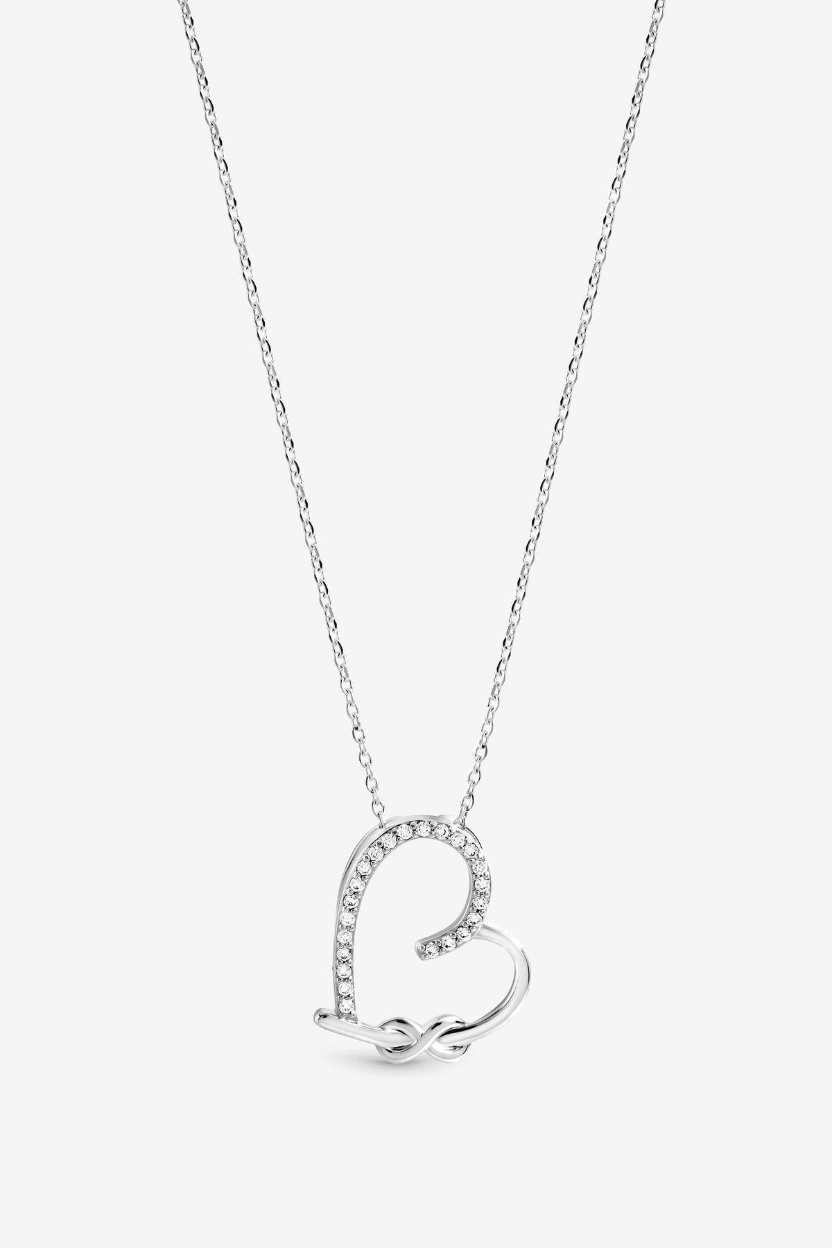 SILVER PAVE OPEN HEART NECKLACE