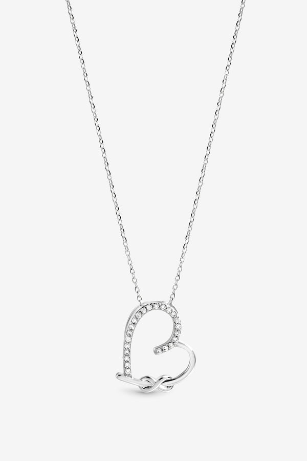 SILVER PAVE OPEN HEART NECKLACE
