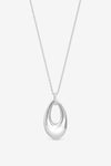 SILVER OPEN OVAL LONG POLISHED PENDANT