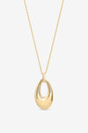 GOLD OPEN OVAL LONG POLISHED PENDANT