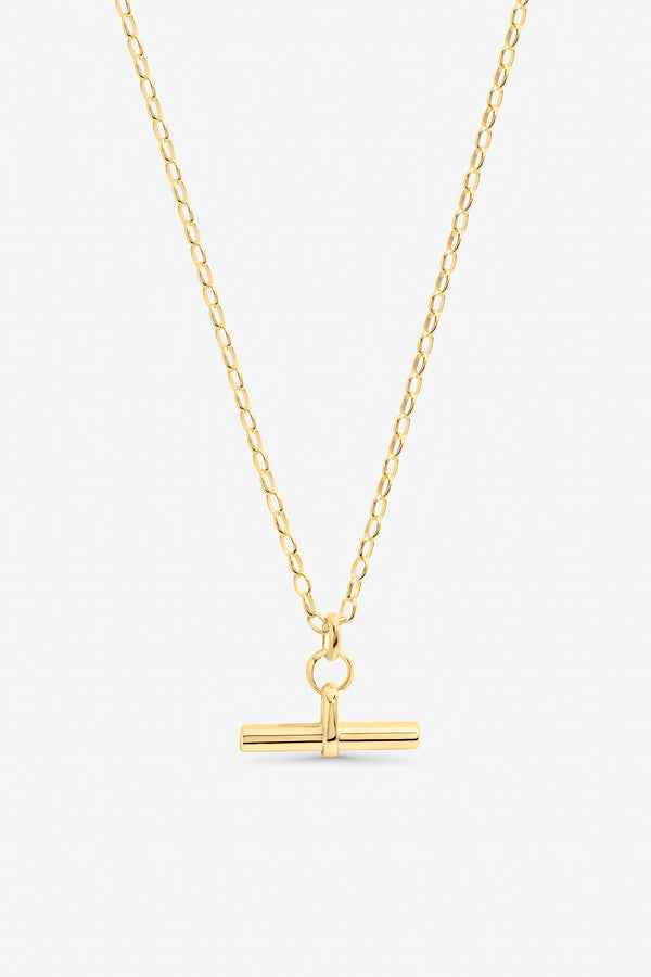 Inicio Gold T-Bar Necklace - Gift Pouch
