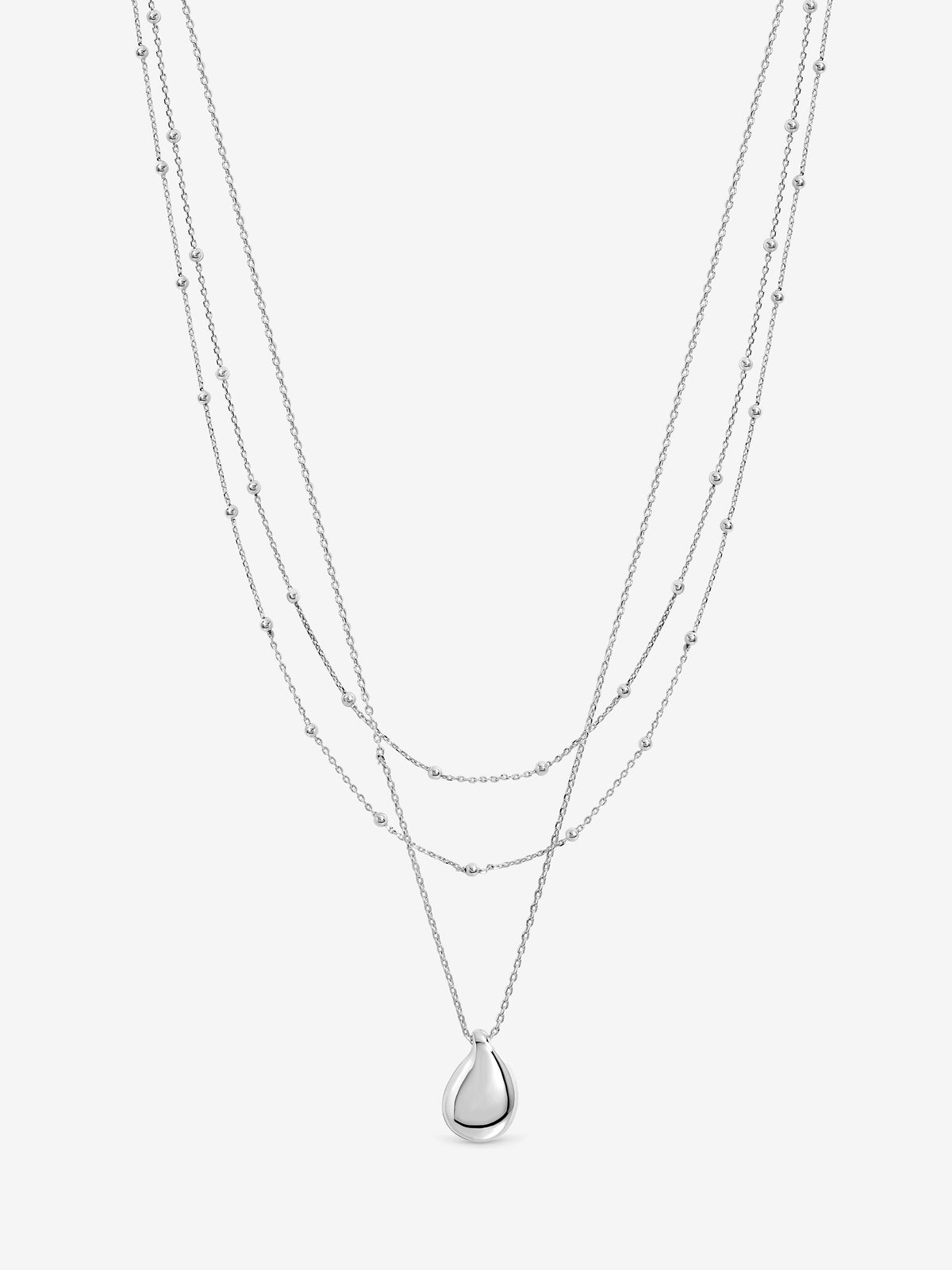 Inicio Silver Double Row Station Droplet Necklace