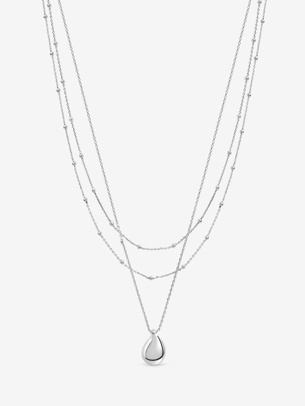Inicio Silver Double Row Station Droplet Necklace