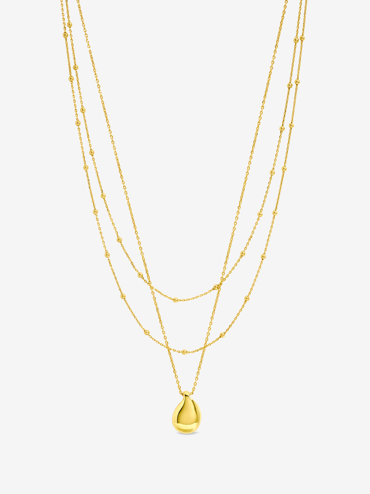 Inicio Gold Double Row Station Droplet Necklace