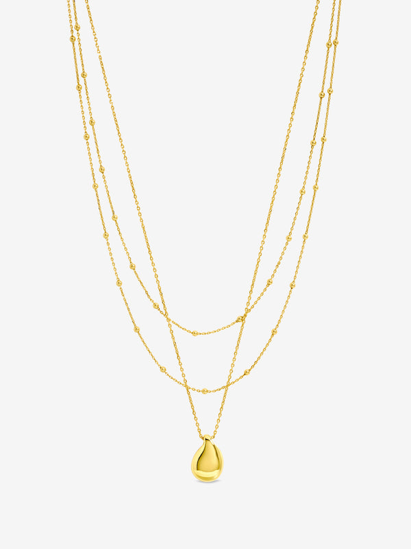 Inicio Gold Double Row Station Droplet Necklace