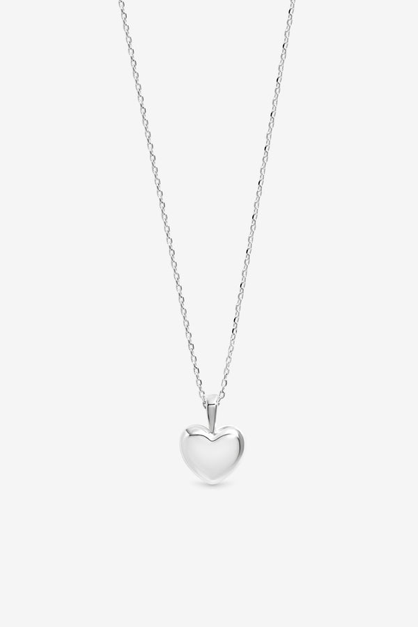 Inicio Silver Polished Puff Heart Pendant