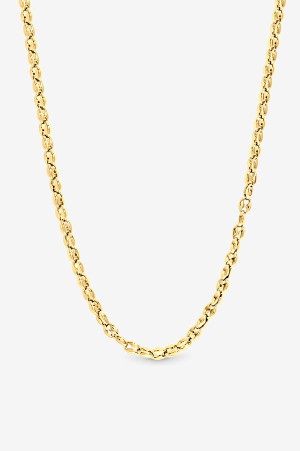 Inicio Men's Gold Plated Waterproof Oval Link Chain Necklace