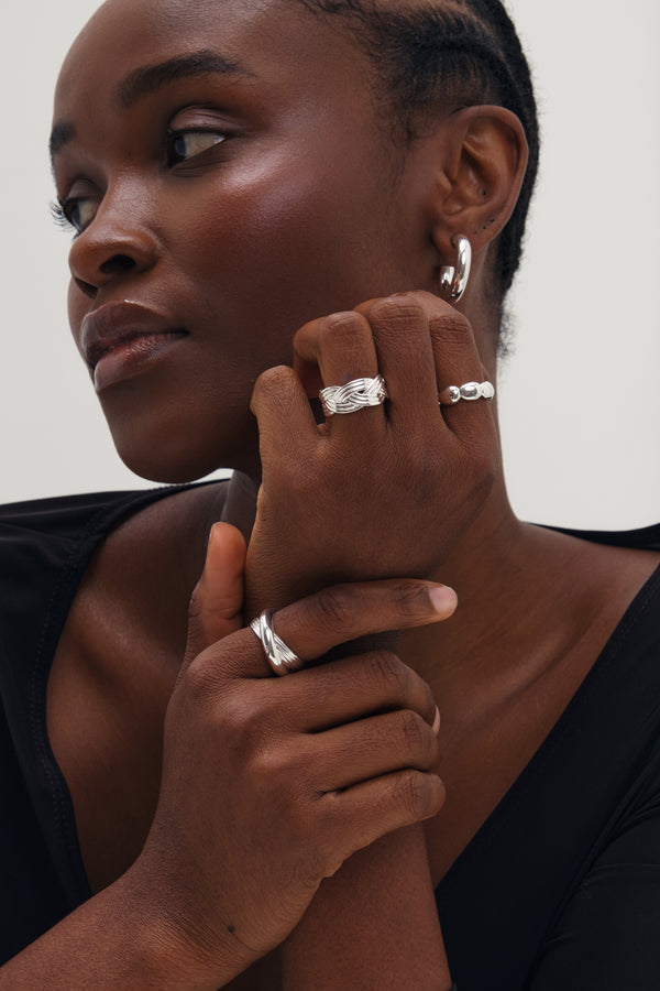 Inicio Polished Textured Wrapped Ring