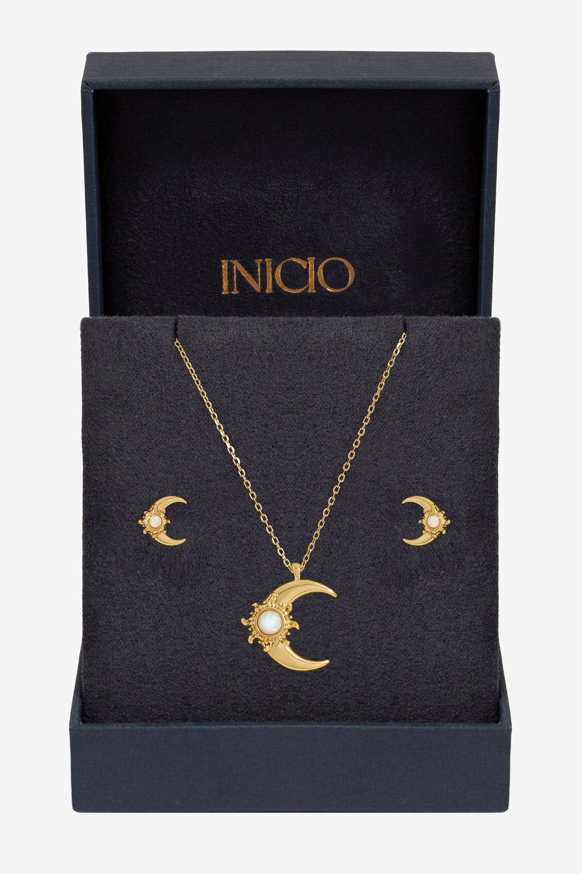 Inicio Gold Plated and Opal Moon Set - Gift Box
