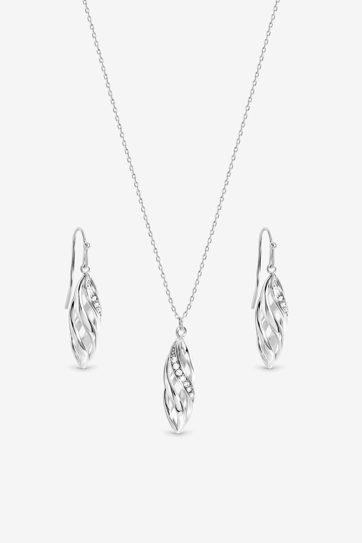 POLISHED AND PAVE OPEN SWIRL DROP