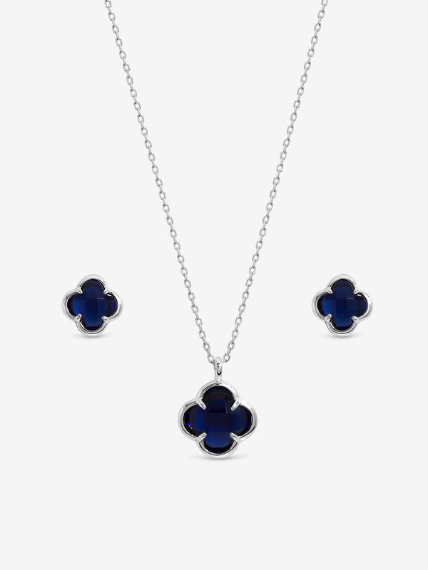 Inicio Silver Sapphire Clover Set - Gift Box