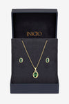 Inicio Gold Emerald Oval Bezel Set - Gift Box