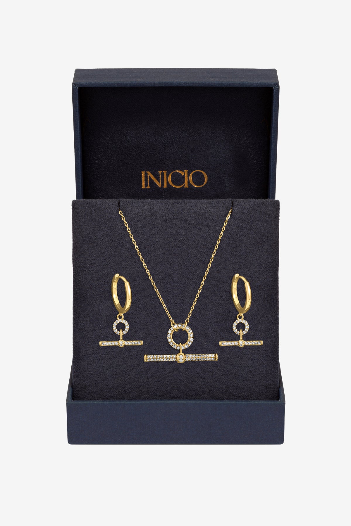 Inicio Gold Pave T-Bar Set - Gift Box