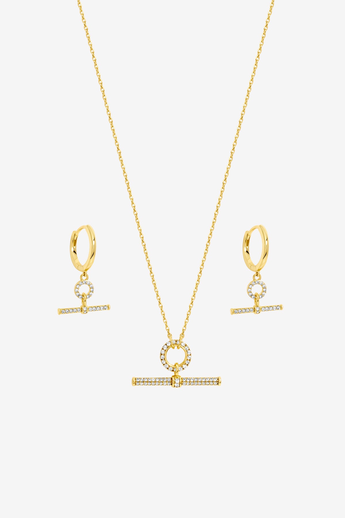 Inicio Gold Pave T-Bar Set - Gift Box
