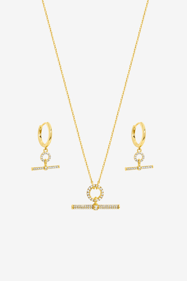 Inicio Gold Pave T-Bar Set - Gift Box