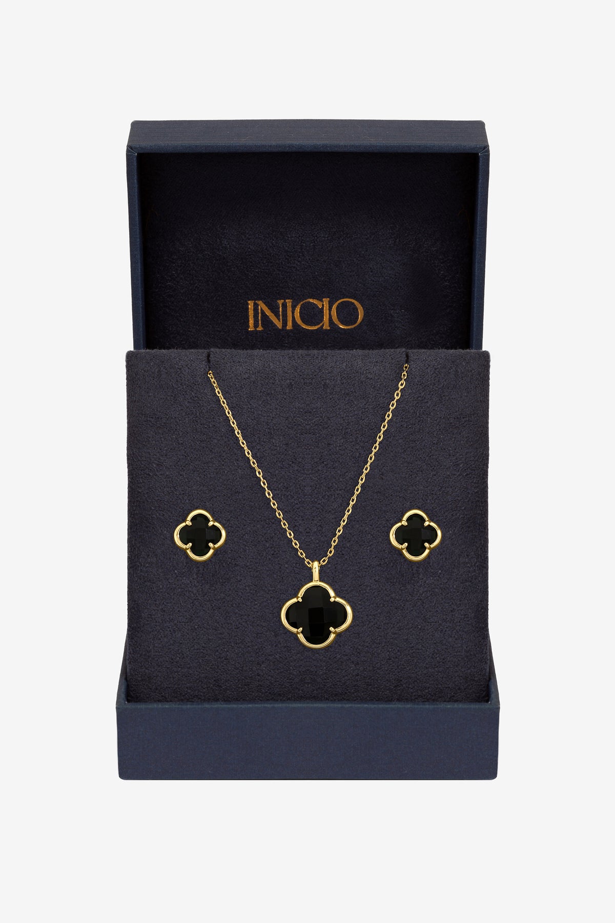 Inicio Gold And Jet Clover Set