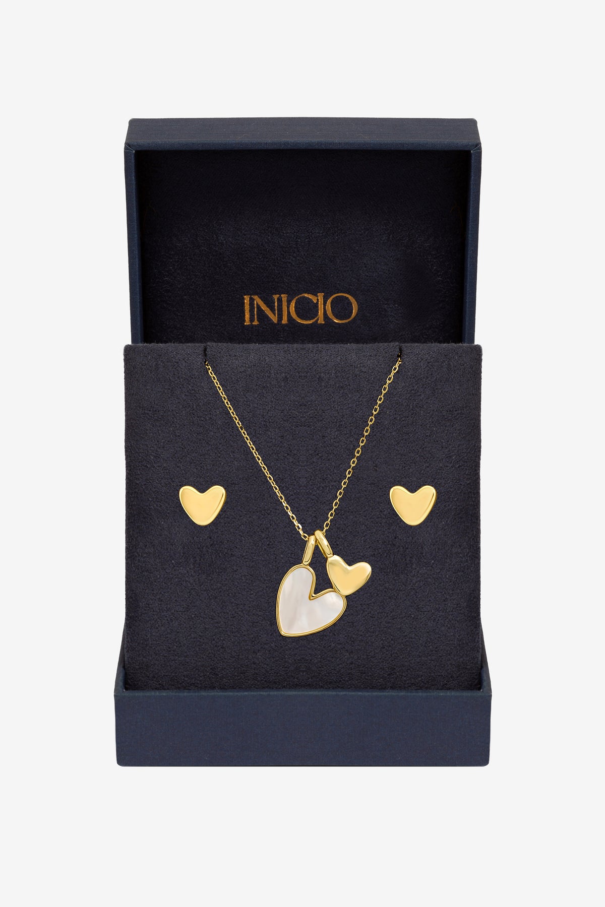 Inicio Gold Mother of Pearl Heart Set