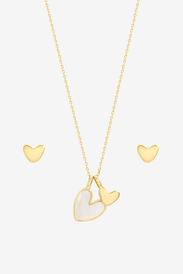 Inicio Gold Mother of Pearl Heart Set