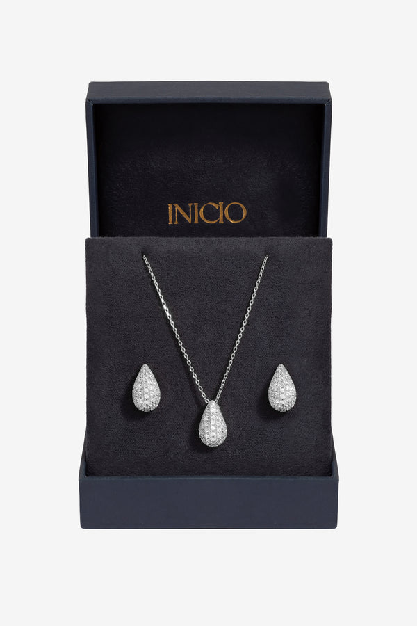 Inicio Silver Cubic Zirconia Teardrop Set