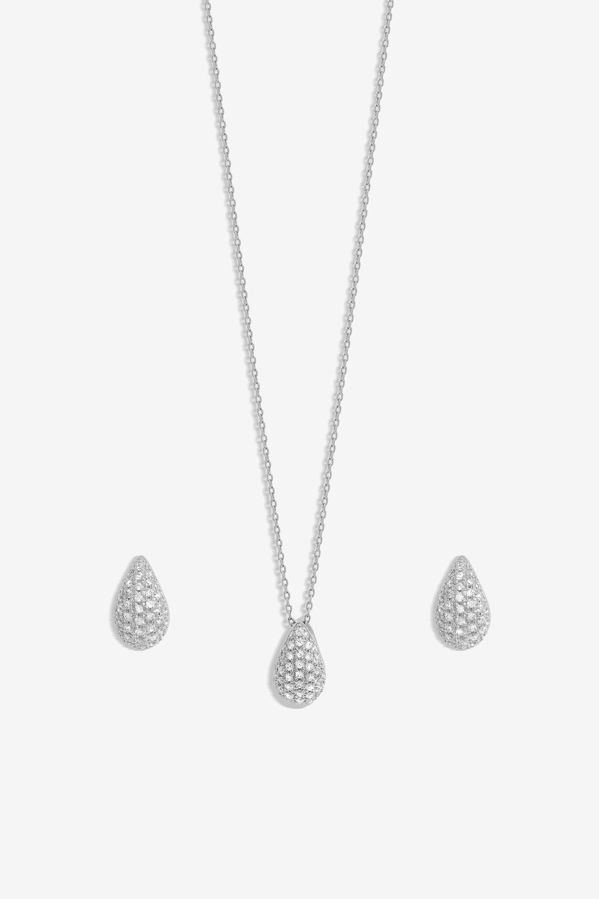 Inicio Silver Cubic Zirconia Teardrop Set