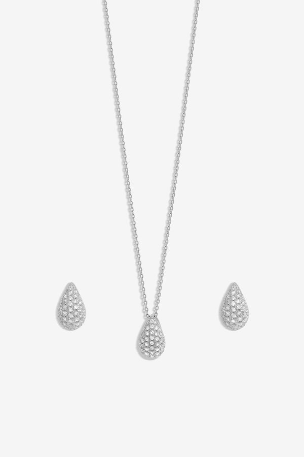 Inicio Silver Cubic Zirconia Teardrop Set